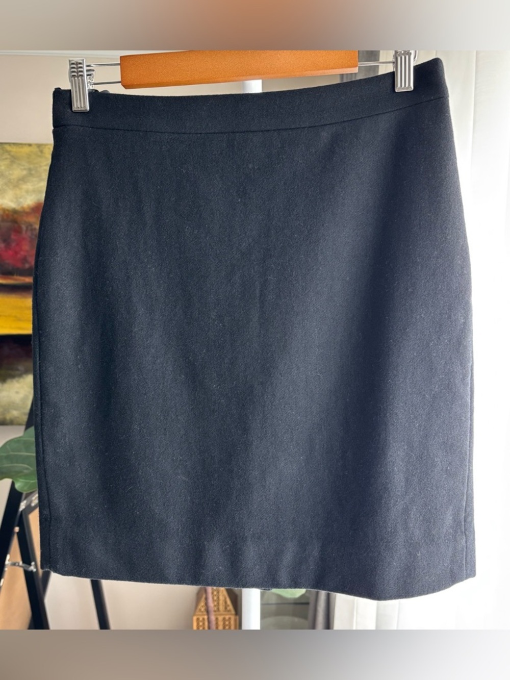 J. Crew Black Pencil Skirt Sz 6 Wool blend